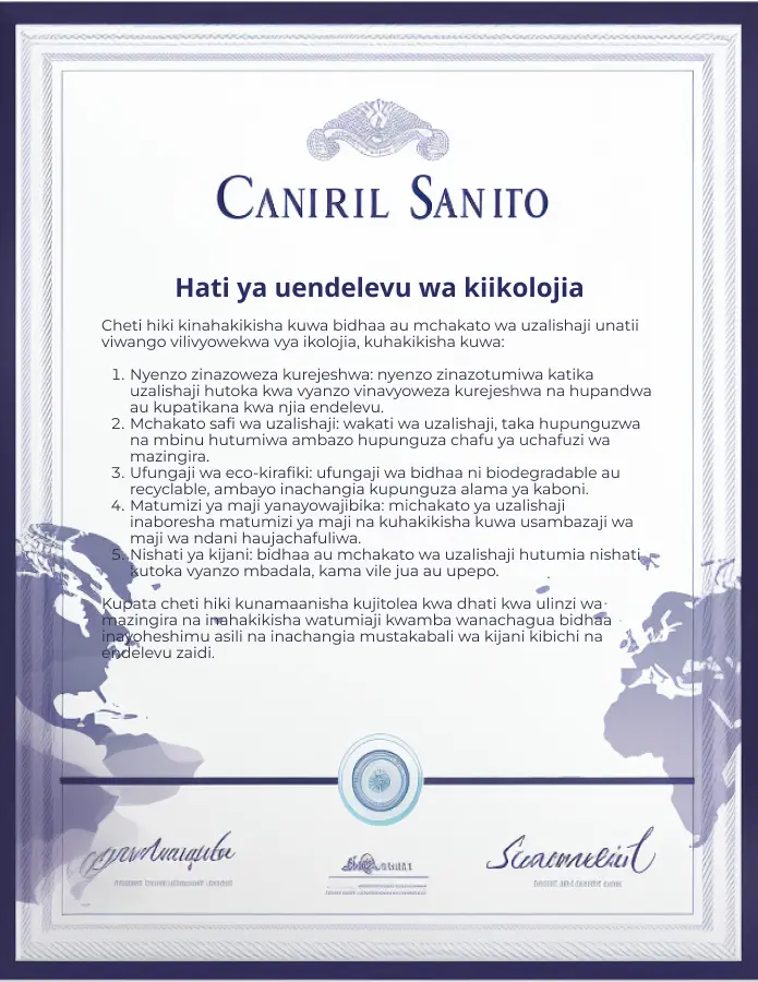 Cheti cha Kutambua Ustawi wa Ekolojia Cheti ya Ustawi wa Ekolojia